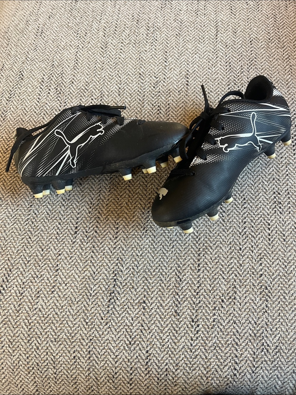Puma Kids Black and White Soccer Cleats